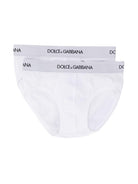 Set di due slip per bambino Dolce & Gabbana Kids bianco con logo sull'elastico L4J700 G7OCT W0800 DOLCE & GABBANA KIDS 