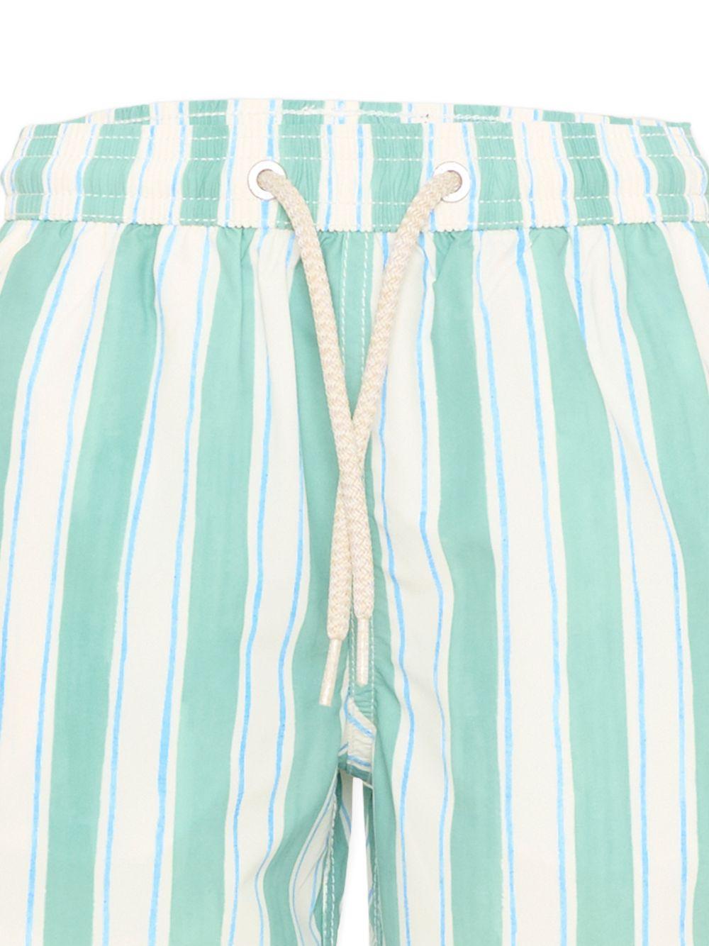 Costume da bagno per bambino MC2 Saint Barth Kids bianco e verde con motivo a righe SYR0002 04047L MC2 ST. BARTH KIDS 