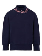 Felpa per bambina Palm Angels Kids blu con dettaglio logo PGBA013F25FLE002 4630 PALM ANGELS KIDS 