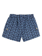 Set t-shirt e shorts per neonata Michael Kors Kids bianco e blu con stampa a fantasia R30614 Z10 MICHAEL KORS KIDS 