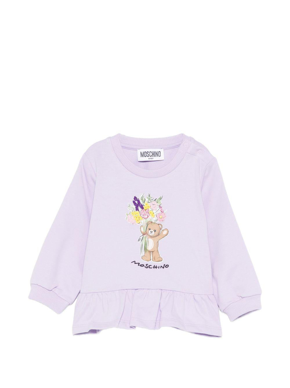 Felpa per neonata Moschino Kids viola con dettaglio floreale MDF035LDA00 51683 MOSCHINO KIDS 