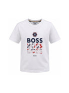 T-shirt per bambino Boss Kids bianca con stampa grafica J53253 10P BOSS KIDS 