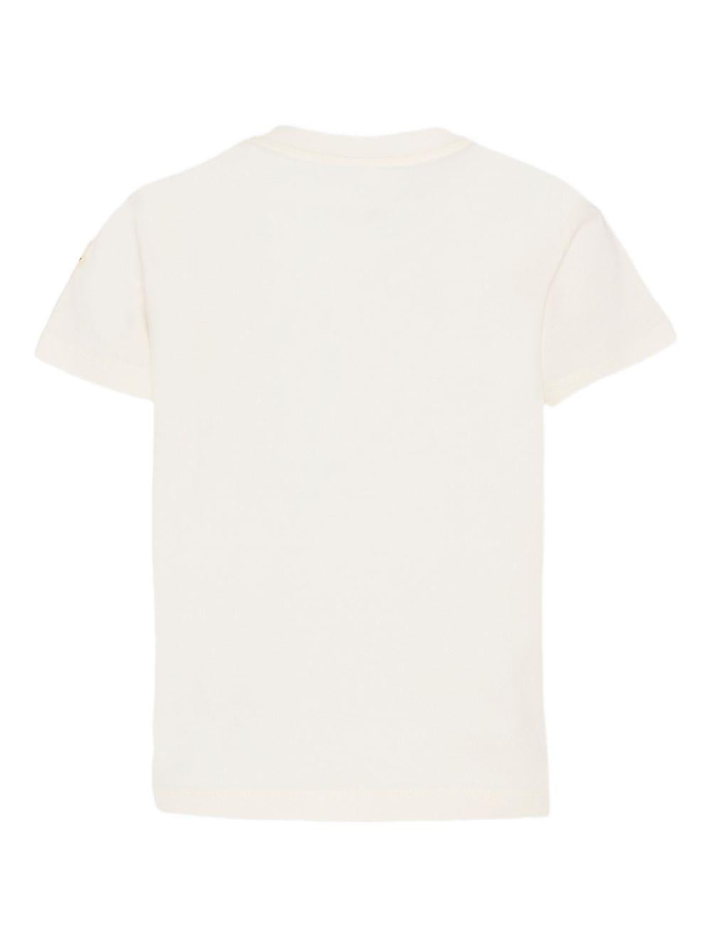 T-shirt per bambino Moncler Enfant bianca con stampa logo sul davanti L19548C0000689AFV 034 MONCLER KIDS 