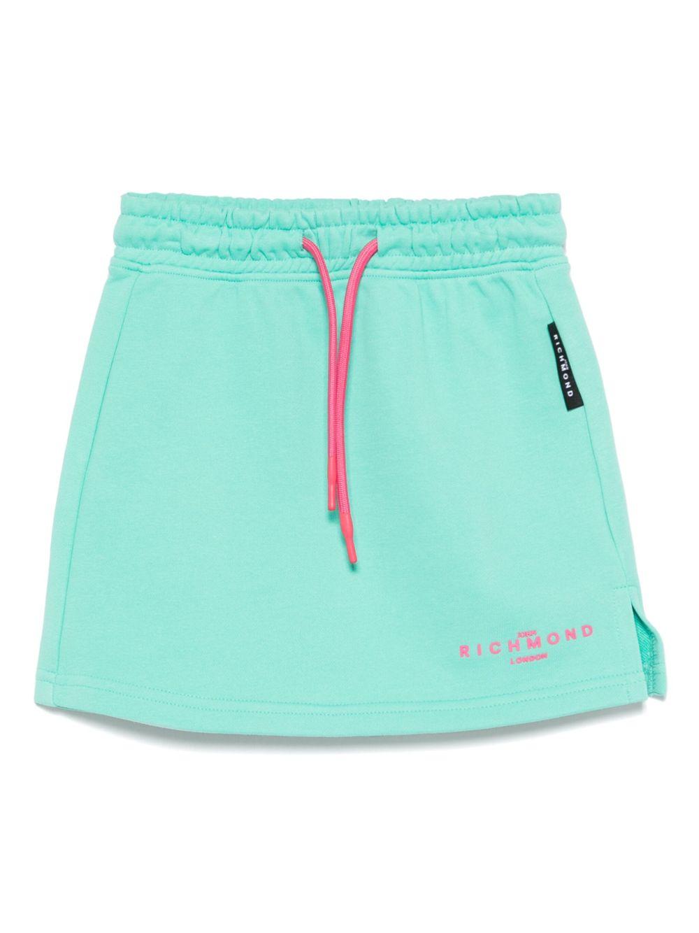 Gonna per bambina John Richmond Junior verde acqua con logo gommato RGP25010GO GREEN LIGHT JOHN RICHMOND JUNIOR 