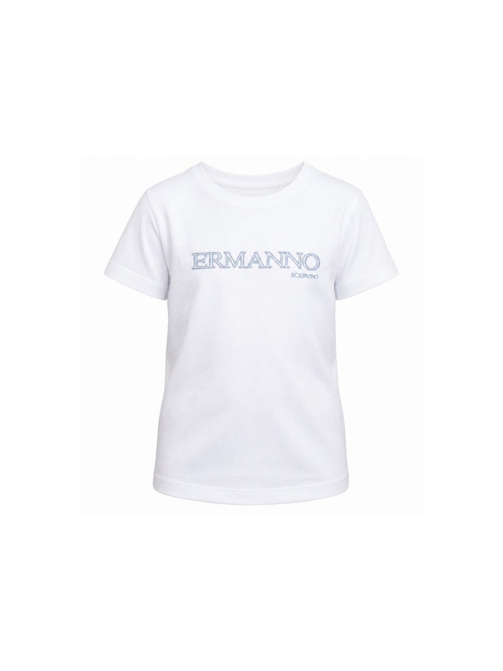 T-shirt per bambina Ermanno Scervino Junior bianca con logo sul davanti Z1G608 7201 9958 ERMANNO SCERVINO KIDS 