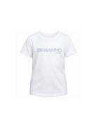 T-shirt per bambina Ermanno Scervino Junior bianca con logo sul davanti Z1G608 7201 9958 ERMANNO SCERVINO KIDS 
