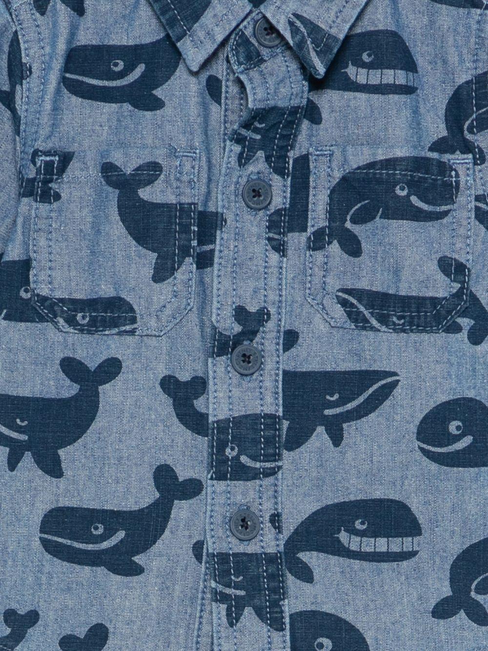 Camicia per neonato Stella McCartney Kids in denim con stampa balene TY5511 Z3621 606BL STELLA McCARTNEY KIDS 