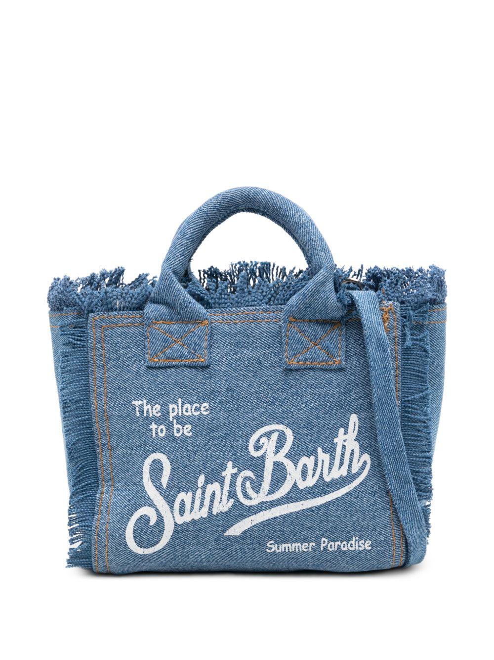 Borsa Vanity Mini MC2 Saint Barth denim con dettaglio frange VAMI001 00009L MC2 ST. BARTH KIDS 