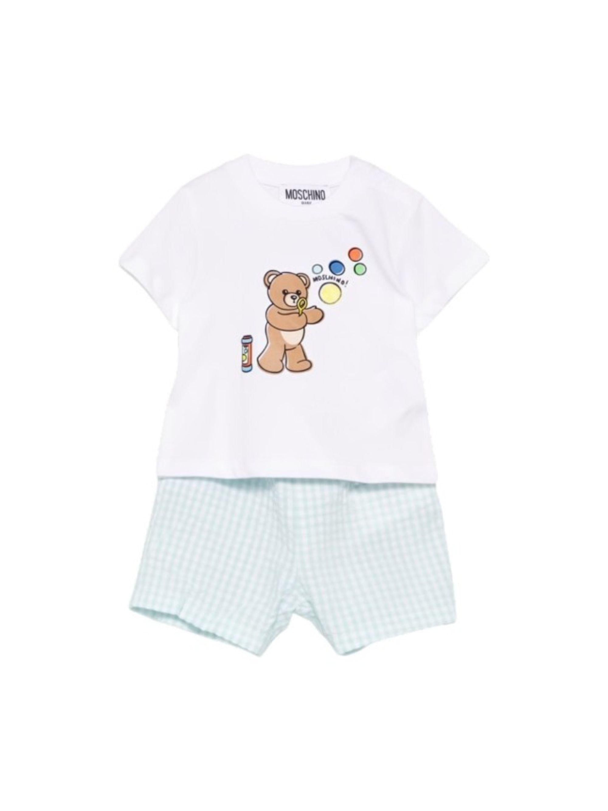 Set t-shirt e shorts per neonati Moschino Kids multicolore con stampa Teddy Bear MUG01SLZE10 83675 MOSCHINO KIDS 