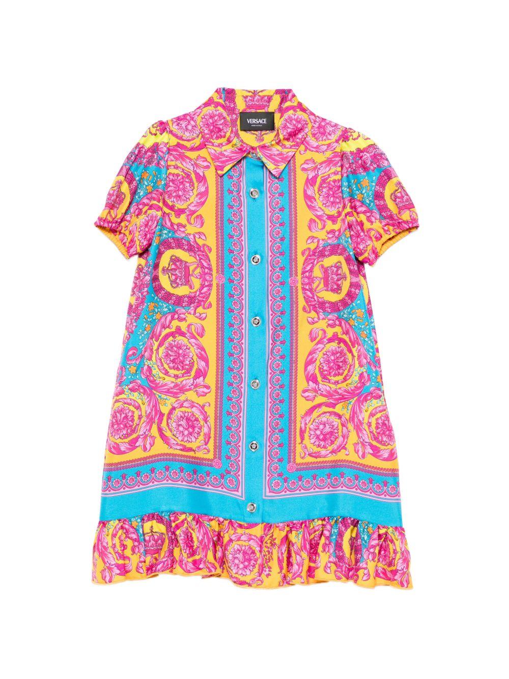 Abito per bambina Versace Kids multicolore con stampa medusa sul retro 10185121A16902 5PF70 VERSACE KIDS 