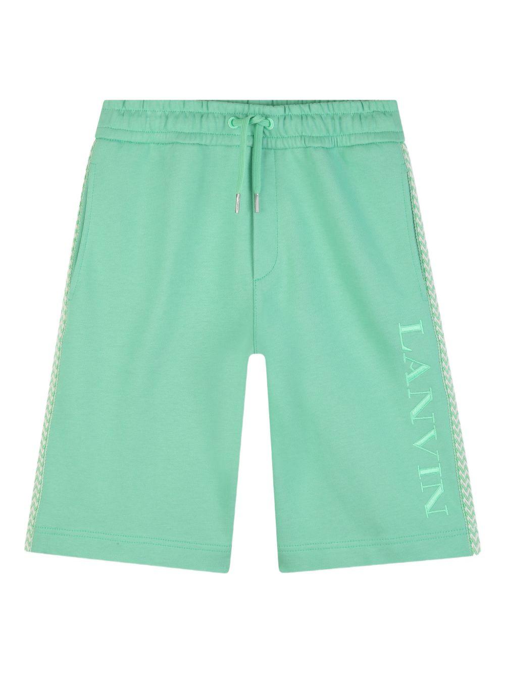 Shorts per bambino Lanvin Enfant verde con coulisse e logo N30378 68N LANVIN KIDS 