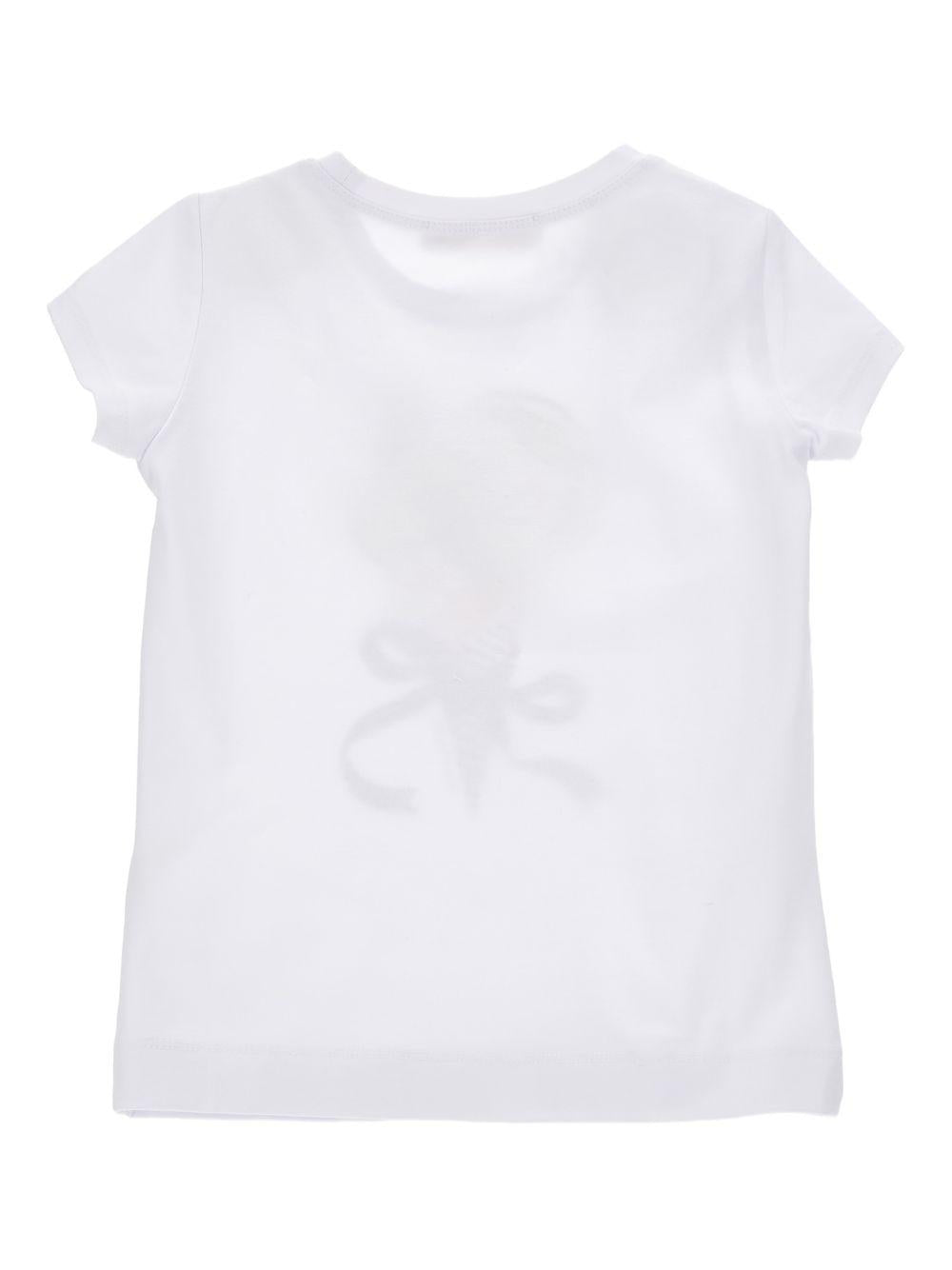 T-shirt per bambina Monnalisa bianca con stampa grafica sul davanti 19G620 7032 0099 MONNALISA 