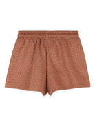 Shorts per bambina Michael Kors Kids marrone con coulisse R30568 348 MICHAEL KORS KIDS 