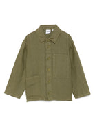 Camicia per bambino Aspesi Kids verde in lino con tasca laterale applicata S25009GCL6000 583 ASPESI 