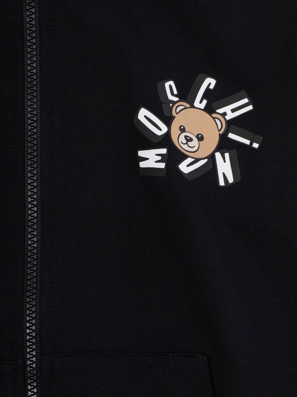 Felpa per bambino Moschino Kids nera con motivo Teddy Bear HUF09TLCA19 60100 MOSCHINO KIDS 