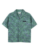Camicia per bambino Lanvin Enfant verde con motivo a zigzag N30392 U58 LANVIN KIDS 