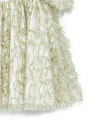 Abito per bambina Alapage verde con dettagli frange 26SAGDRE00042 OLIVA A'LAPAGE KIDS 