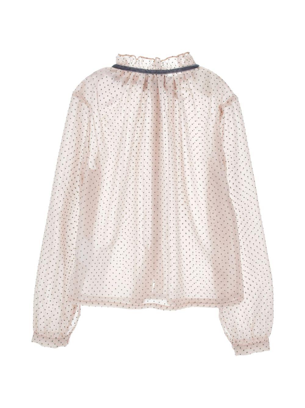 Camicia per bambina Monnalisa Kids beige con motivo a pois 71H305 8138 9132 MONNALISA KIDS 