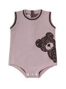 Set due pezzi per neonati Fendi Kids beige con ricamo orsetto sul davanti con logo FF BUG207 AVVZ F1P2N FENDI KIDS 