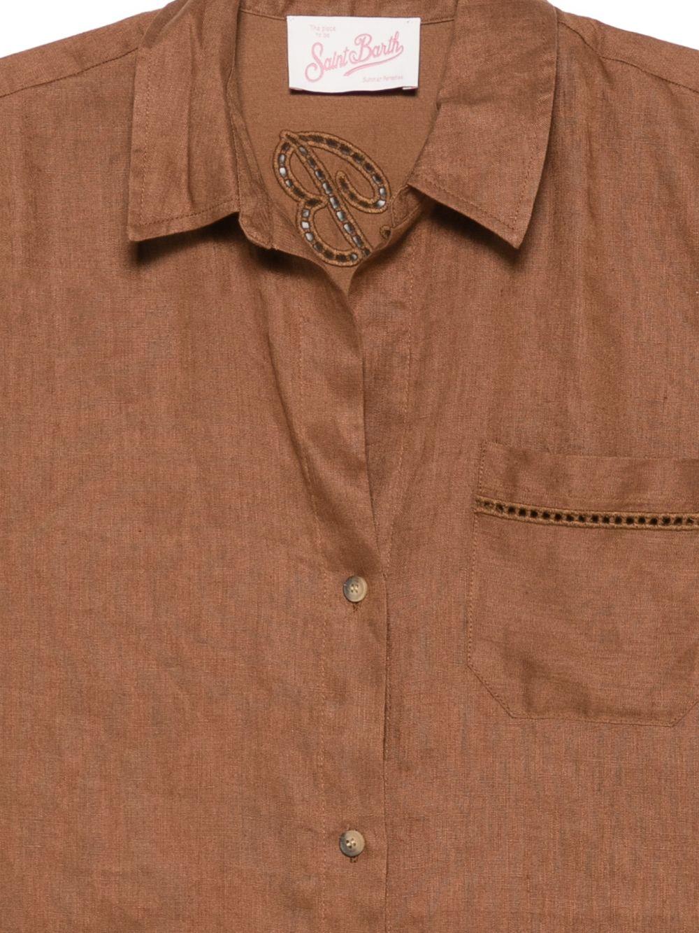 Camicia da donna MC2 Saint barth marrone con logo ricamato CYS0002 08806L MC2 ST. BARTH 