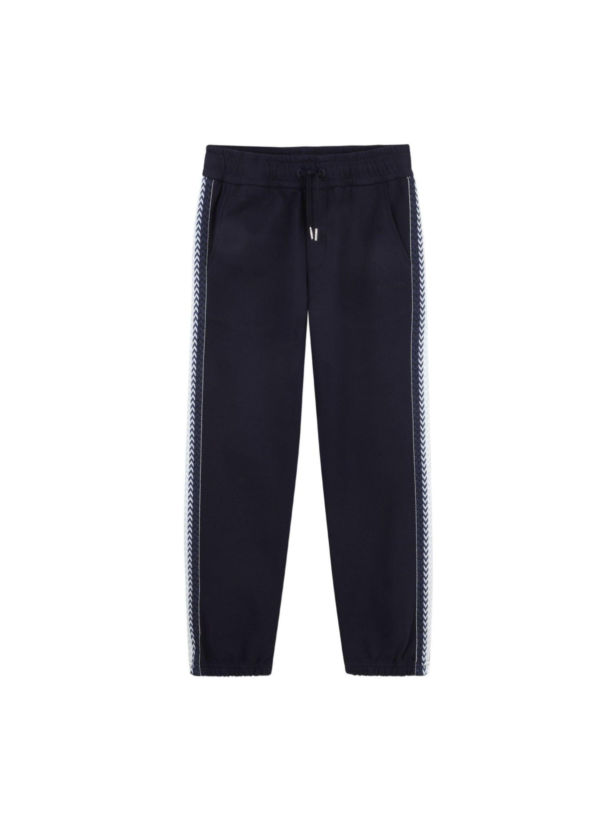 Pantaloni sportivi per bambino Lanvin Enfant blu navy con righe laterali N30372 855 LANVIN KIDS 
