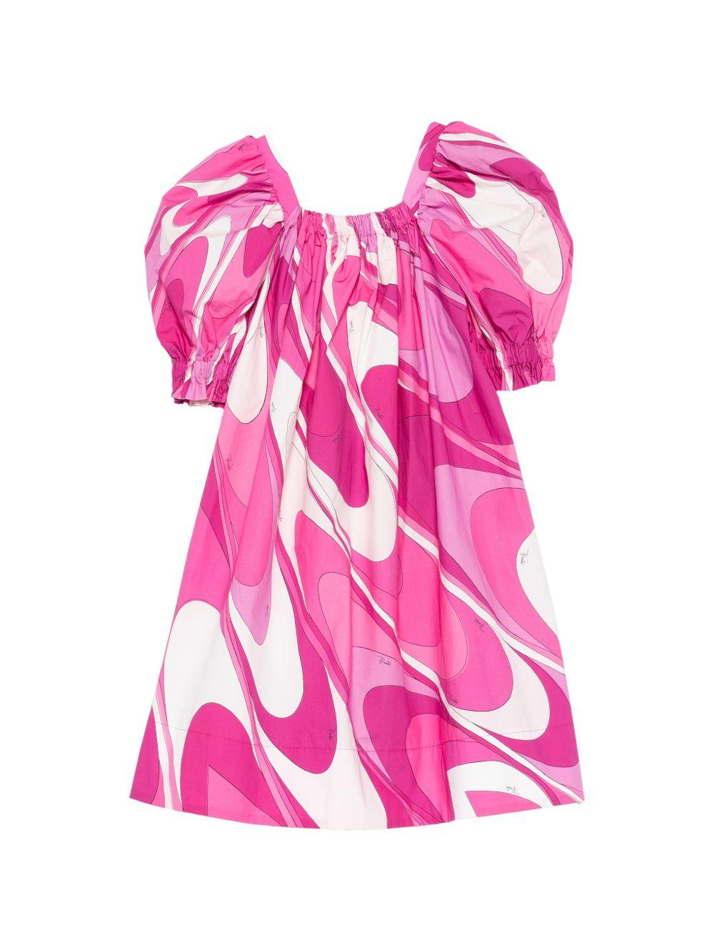 Abito per bambina Emilio Pucci Junior rosa a maniche corte PY1C01 P0584 570BC EMILIO PUCCI JUNIOR 