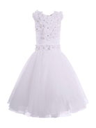 Abito per bambina Monnalisa bianco con dettaglio a fiori 77G900 7121 0001 MONNALISA KIDS 