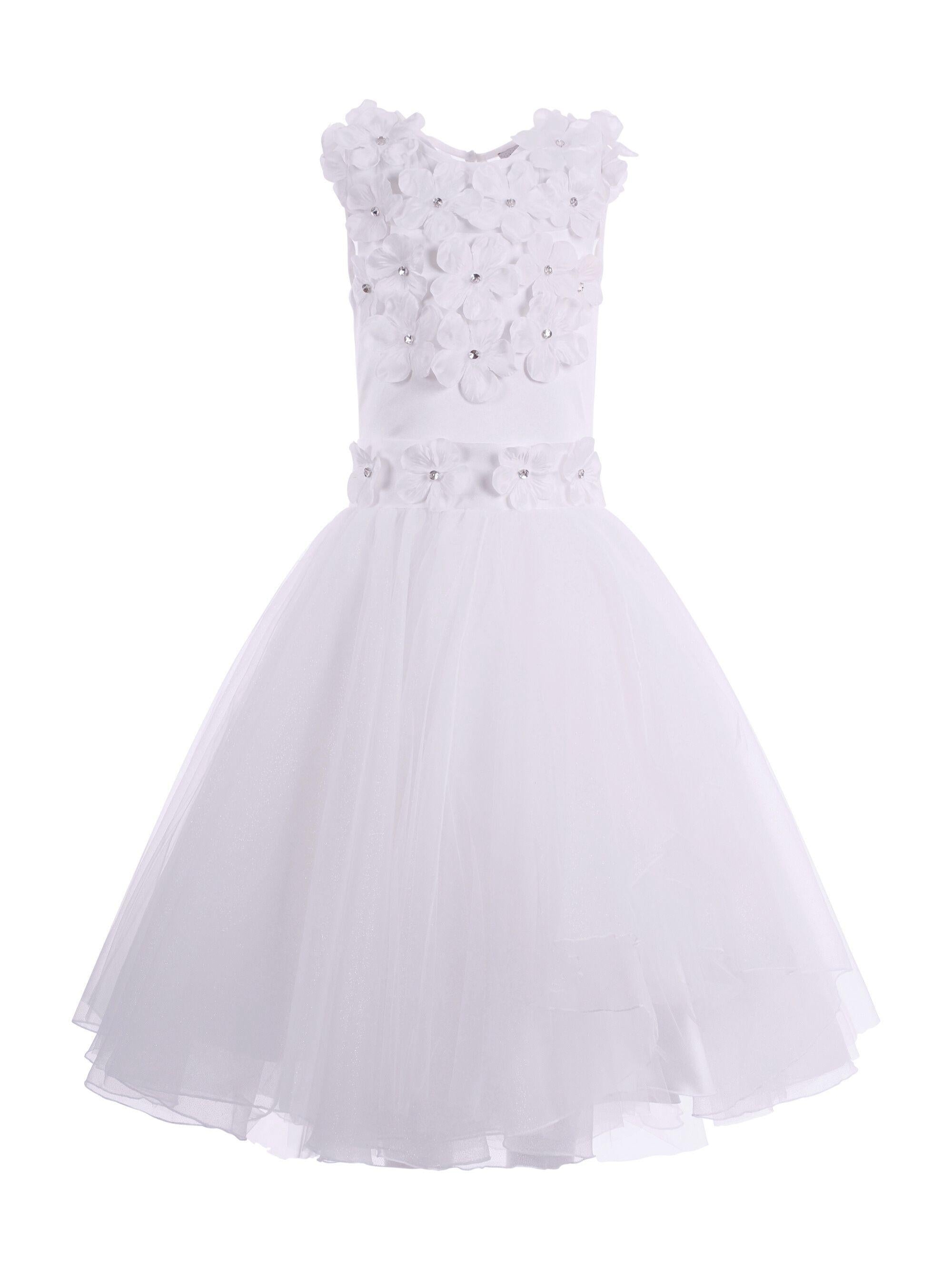 Abito per bambina Monnalisa bianco con dettaglio a fiori 77G900 7121 0001 MONNALISA KIDS 
