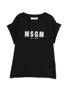 T-shirt per bambina MSGM Kids nera con stampa logo S6MSJGTH070 110/88 MSGM KIDS 