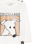 T-shirt per neonato Trussardi Junior bianco con stampa frontale TIA25085TS OFF-WHITE TRUSSARDI JUNIOR 