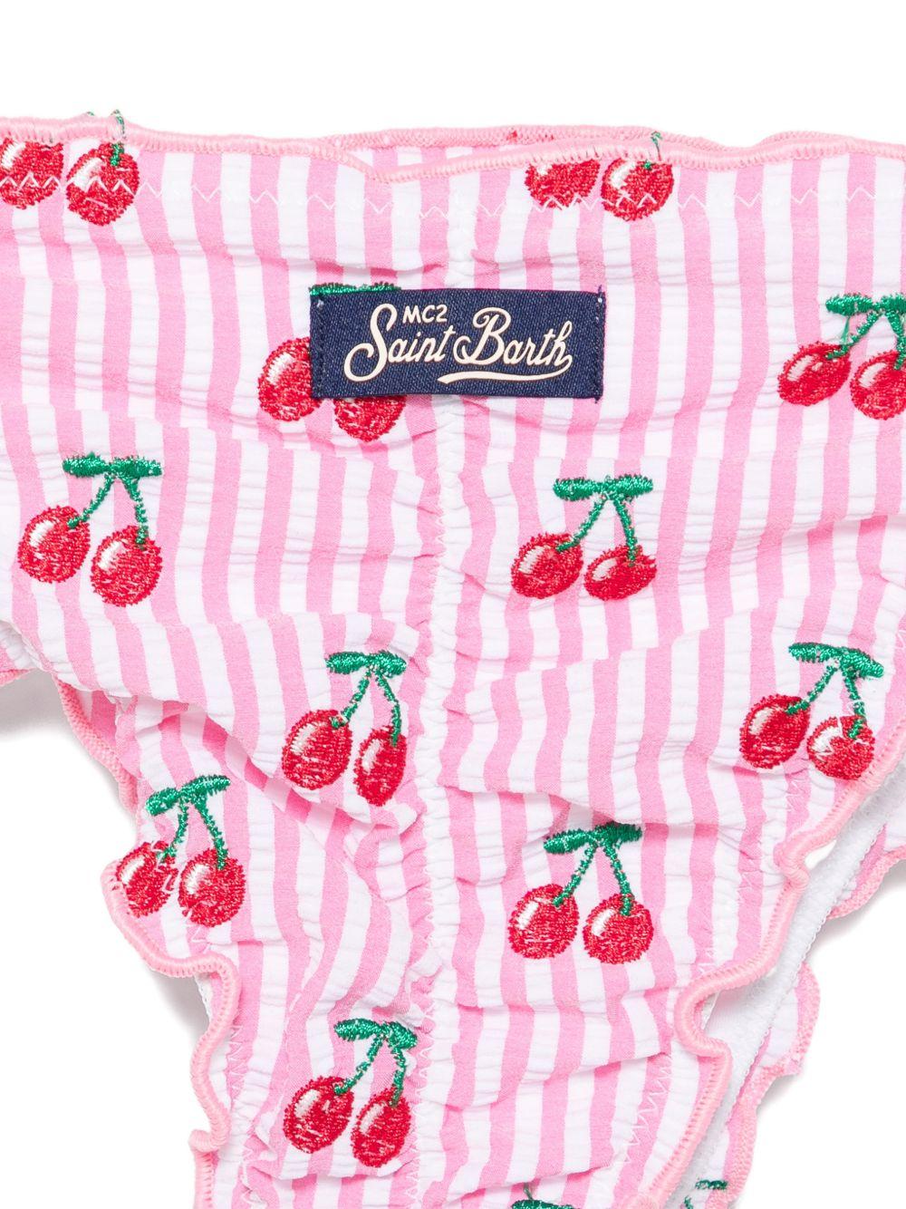 Bikini a righe MC2 Saint Barth rosa con stampa ciliegie all-over SAGI001 09377L MC2 ST. BARTH 