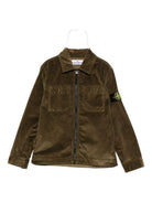 Camicia per bambino Stone Island Junior verde in velluto a coste con distintivo della bussola K2S161200003S0199 V0054 STONE ISLAND JUNIOR 
