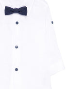 Set camicia e salopette per neonato Colorichiari bianco e blu con fiocco (3 pezzi) MN308409 4917 60 COLORICHIARI KIDS 