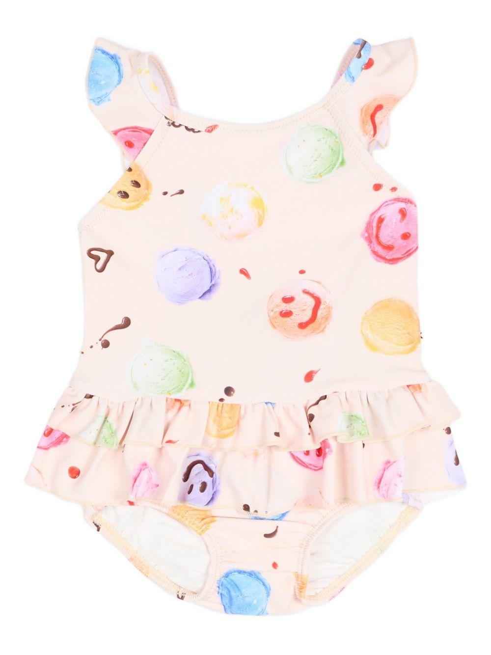 Costume per bambina Molo Kids beige con stampa all-over 8S26P524 9502 MOLO KIDS 