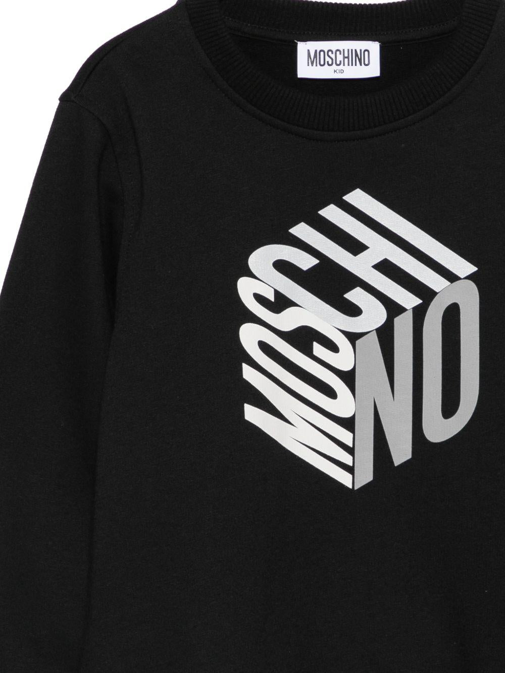 Felpa per bambino Moschino Kids nera con stampa grafica HUF0A2LCA92 60100 MOSCHINO KIDS 