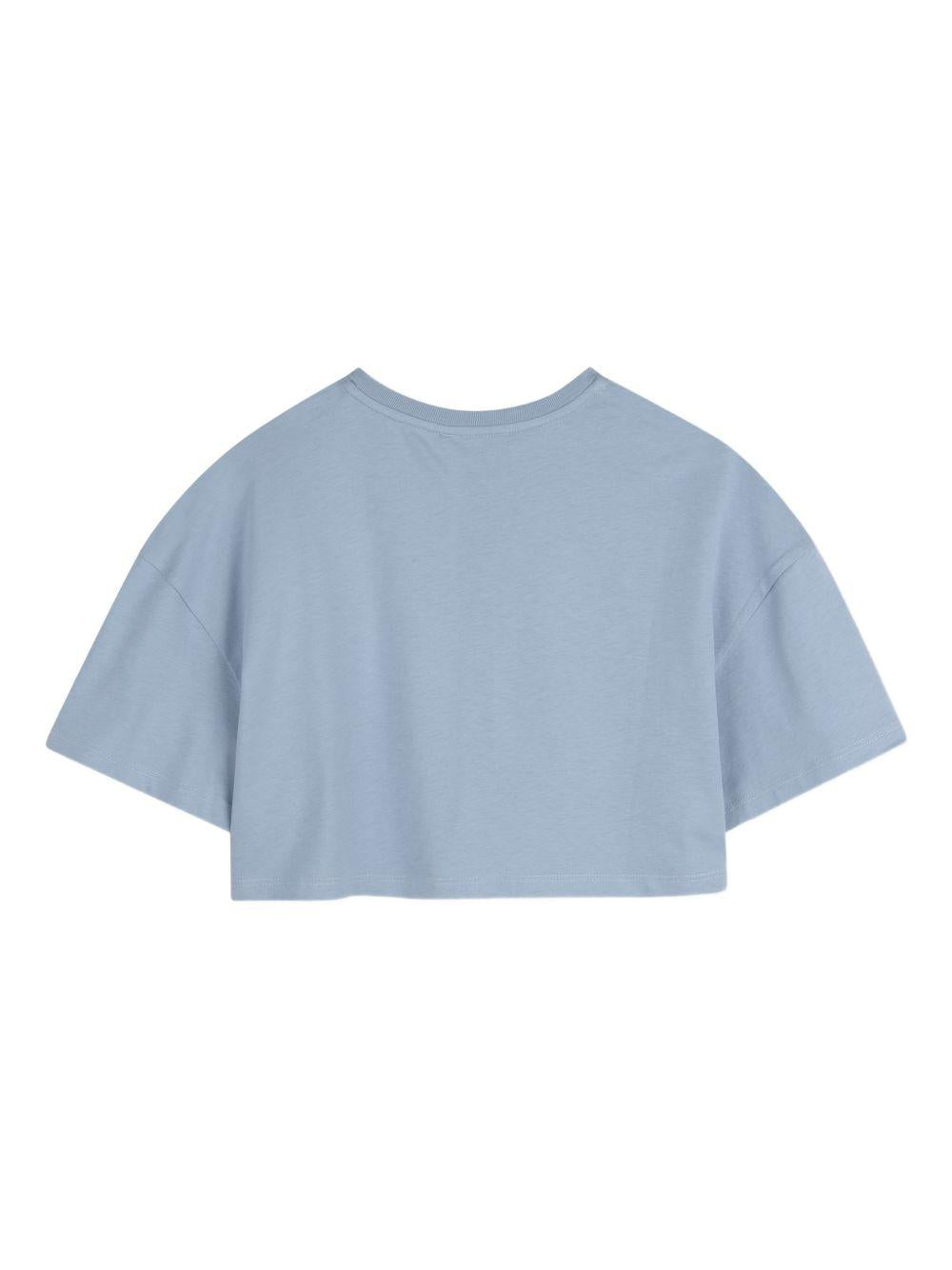 T-shirt per bambina Chloé Kids azzurra con taglio crop C20859 821 CHLOE' KIDS 