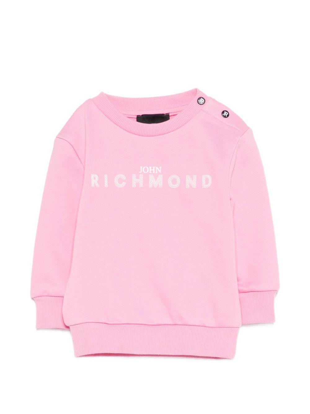 Felpa per neonata John Richmond Junior rosa con dettaglio logo RIP26036FE PINK BEGONIA JOHN RICHMOND KIDS 