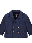 Blazer doppiopetto per neonato Balmain Kids blu con revers classici BY2514 P0588 625OR BALMAIN KIDS 