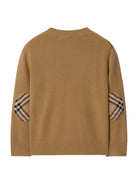 Maglione per bambino Burberry Kids marrone con applicazioni sui gomiti a quadri 8117203 A1420 BURBERRY KIDS 