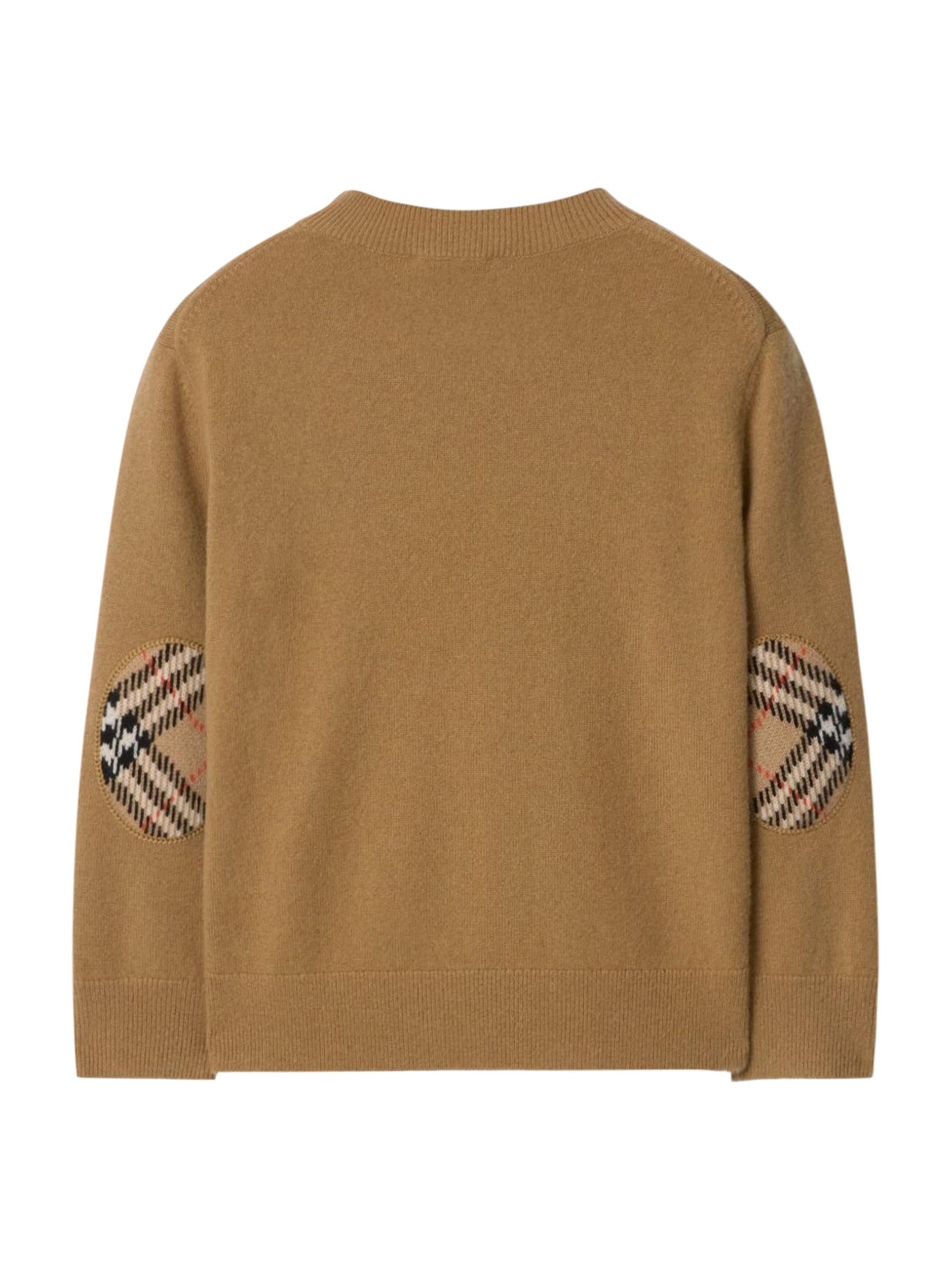 Maglione per bambino Burberry Kids marrone con applicazioni sui gomiti a quadri 8117203 A1420 BURBERRY KIDS 