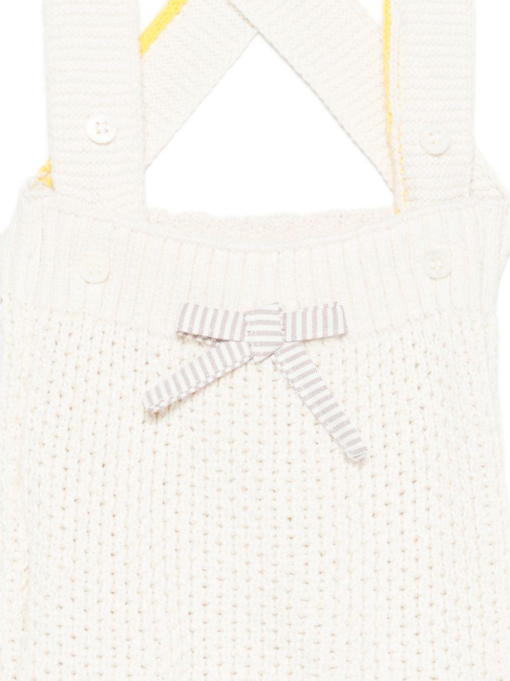 Tutina per neonati Gensami bianca con dettaglio fiocco sul davanti SUSP-CROCHET-CO OFF WHITE GENSAMI 