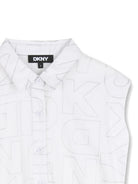 Abito per bambina DKNY Kids bianco con stampa logo all-over D62602 10P DKNY KIDS 