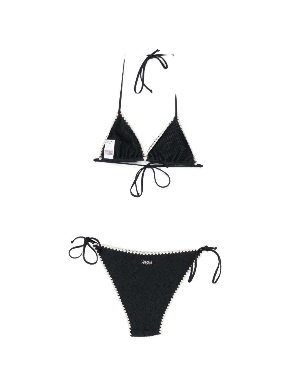 Bikini da donna MC2 Saint Barth nero con finiture all'uncinetto VIR0011 09075L MC2 ST. BARTH 