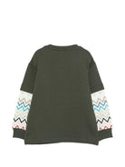 Felpa per bambino Etro Kids verde con maniche a contrasto MZ4H30 Z3183 70J MISSONI KIDS 