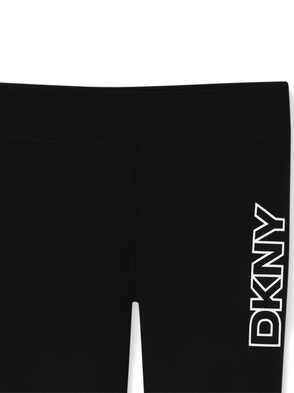 Leggings per bambina Dkny Kids neri con stampa logo D62365 09B DKNY 