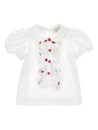 T-shirt per neonata Monnalisa bianca con motivo fragola 31G618 7201NB 0099 MONNALISA KIDS 
