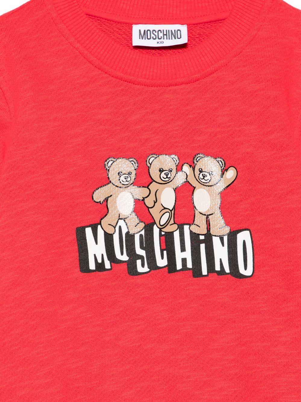 Felpa da bambino Moschino Kids rossa con stampa orsetti HVF08VLCA88 50109 MOSCHINO KIDS 