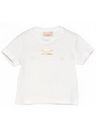 T-shirt per neonata Elisabetta Franchi La Mia Bambina bianca con dettaglio logo EGTS1080JE006 0115 ElISABETTA FRANCHI KIDS 