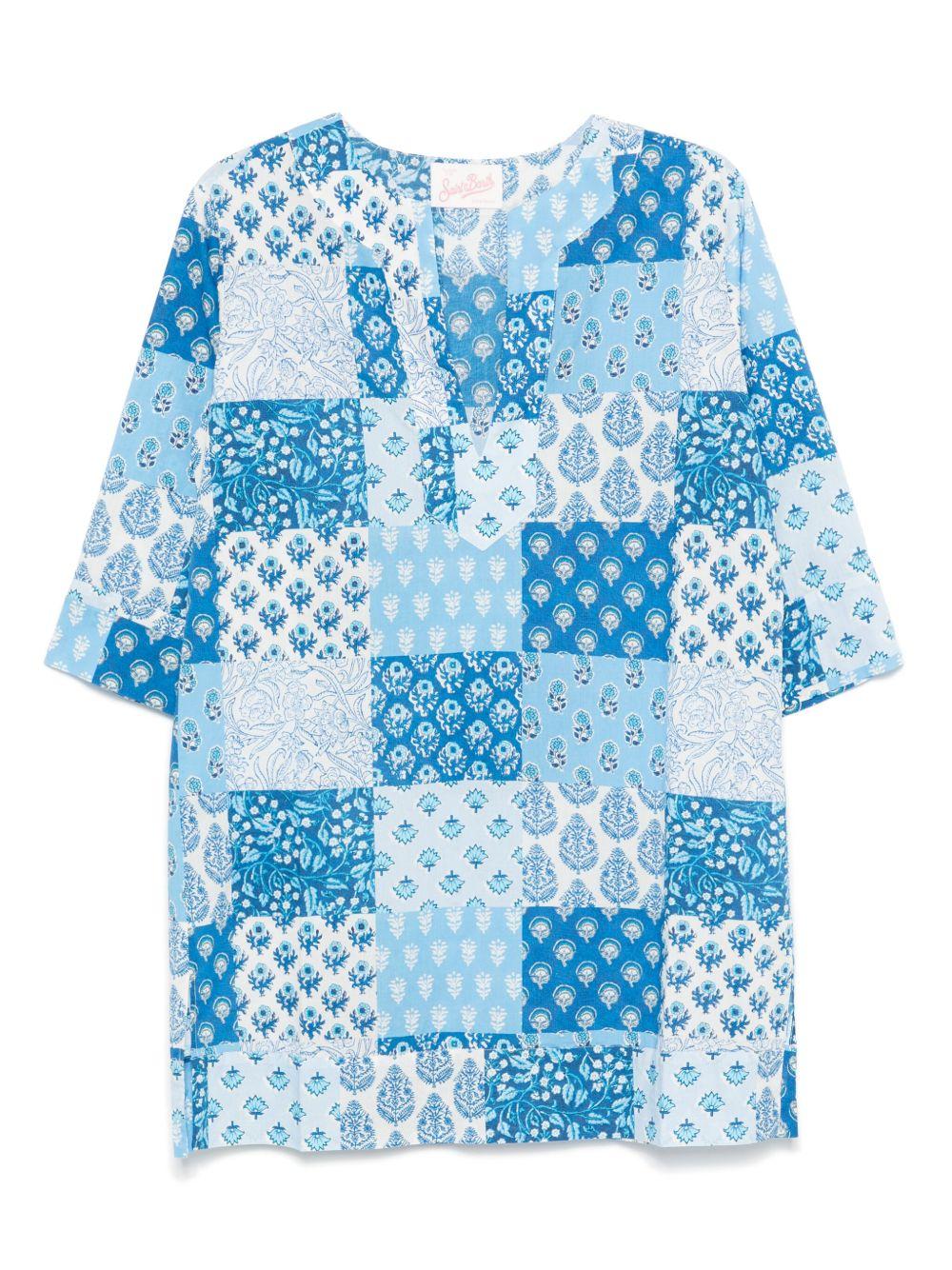 Copricostume per donna MC2 Saint Barth azzurro con design patchwork MHA001 00380H MC2 ST. BARTH 