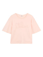 T-shirt per bambina Chloé Kids rosa con dettaglio logo sul davanti C20858 46J CHLOE' KIDS 